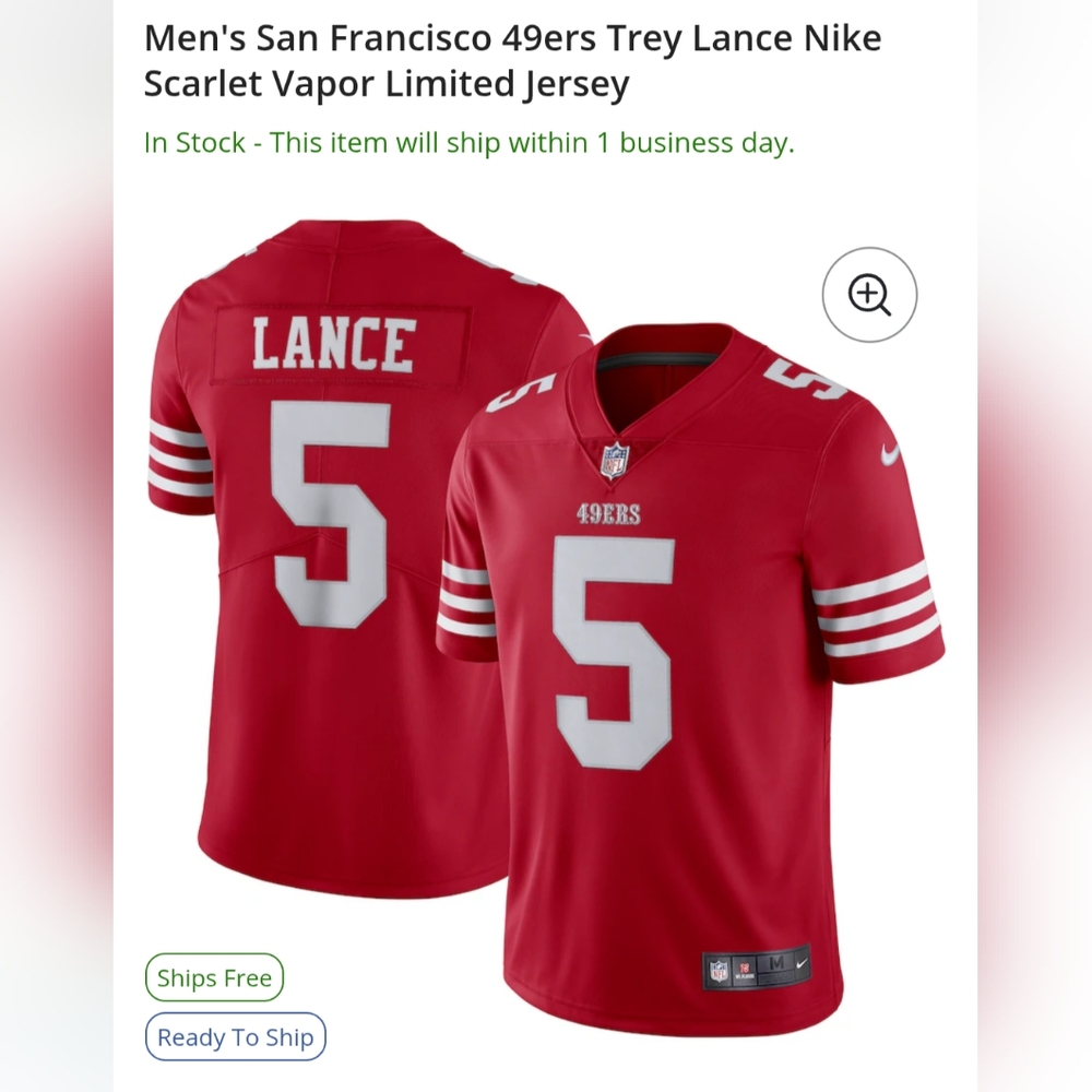Nike On The Field #5 Trey Lance San Francisco 49ers NFL Football Jersey Size XL